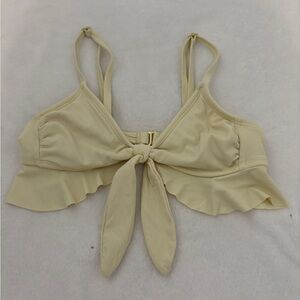 Tie-Front Ruffle Hem Women's Bikini Top - Cream